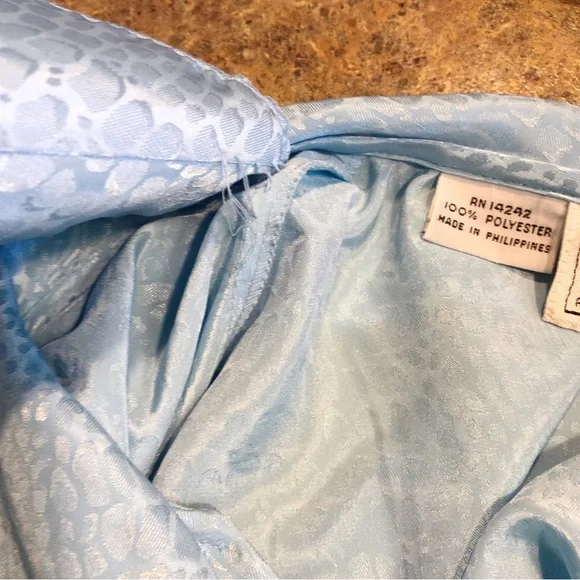 Vintage Christian Dior Loungewear Housedress Robe Tie collar zip front c…